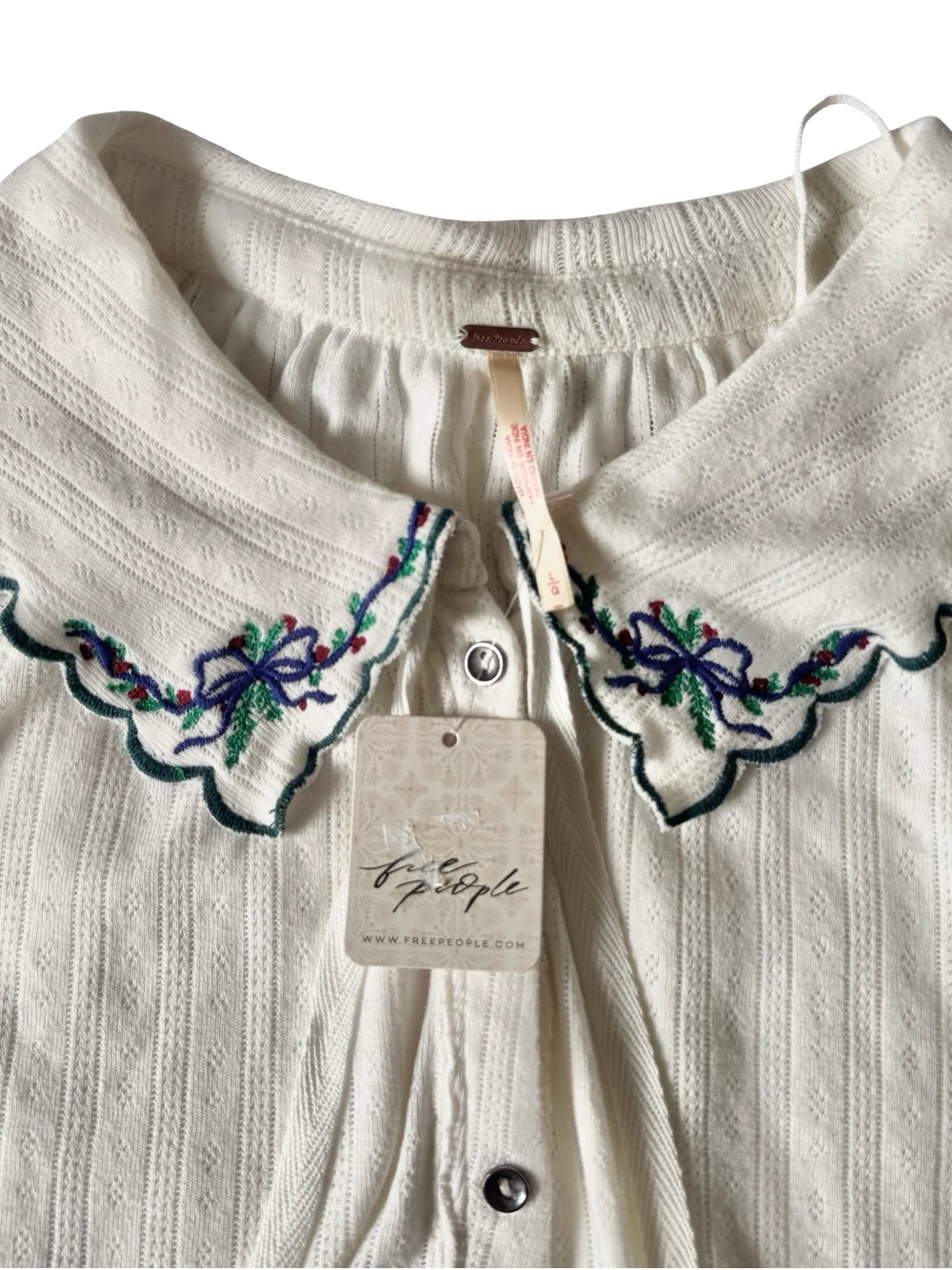 NWT Free People Women’s Ivory Juniper Long Sleeve Cardigan Size L - Picture 2 of 10